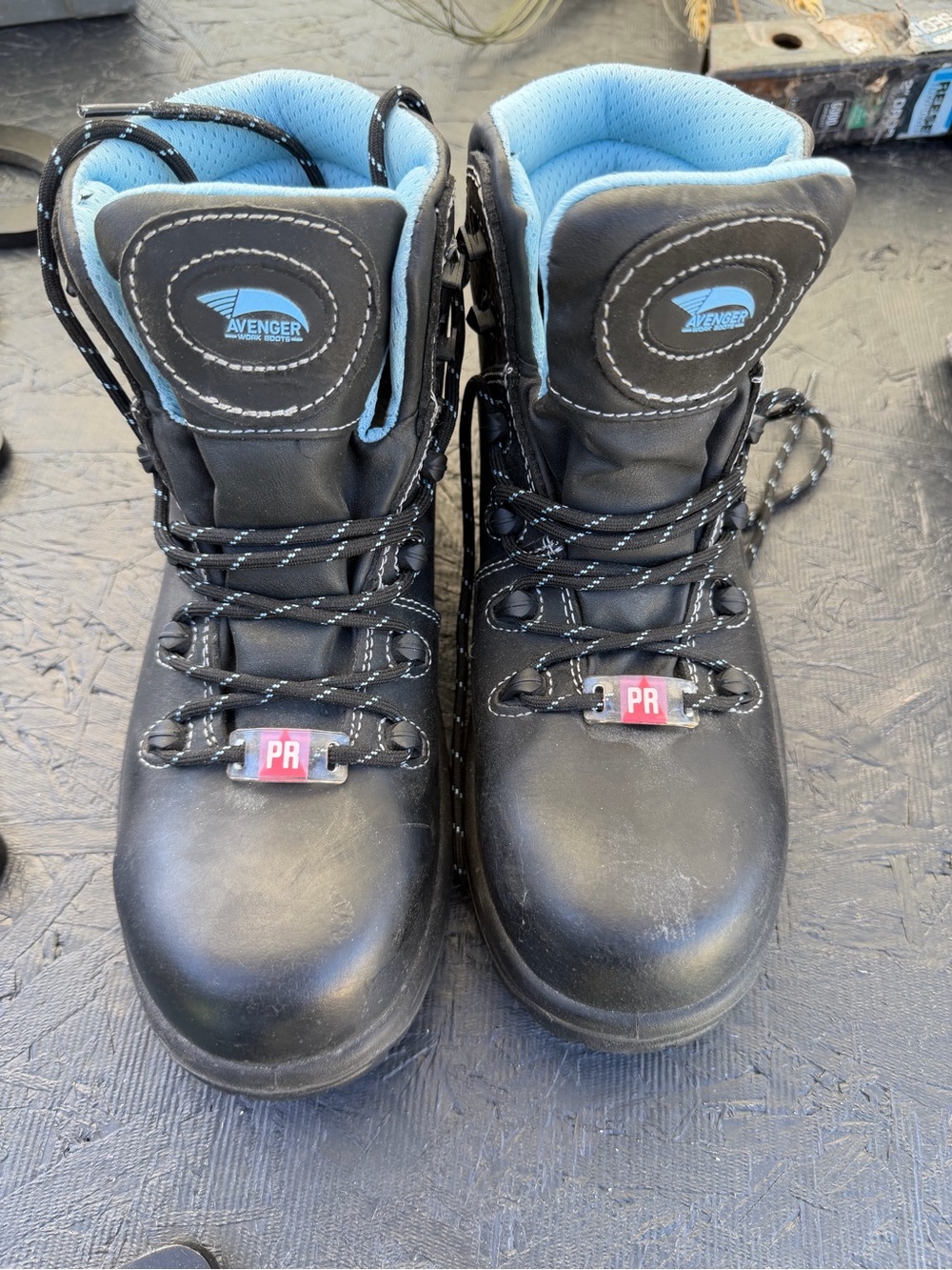 Avenger Black Boots with Light Blue Lining